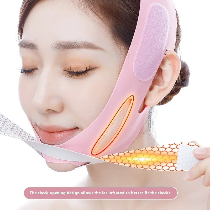 Far infrared elastic V face bandage facial care tool in black or pink
