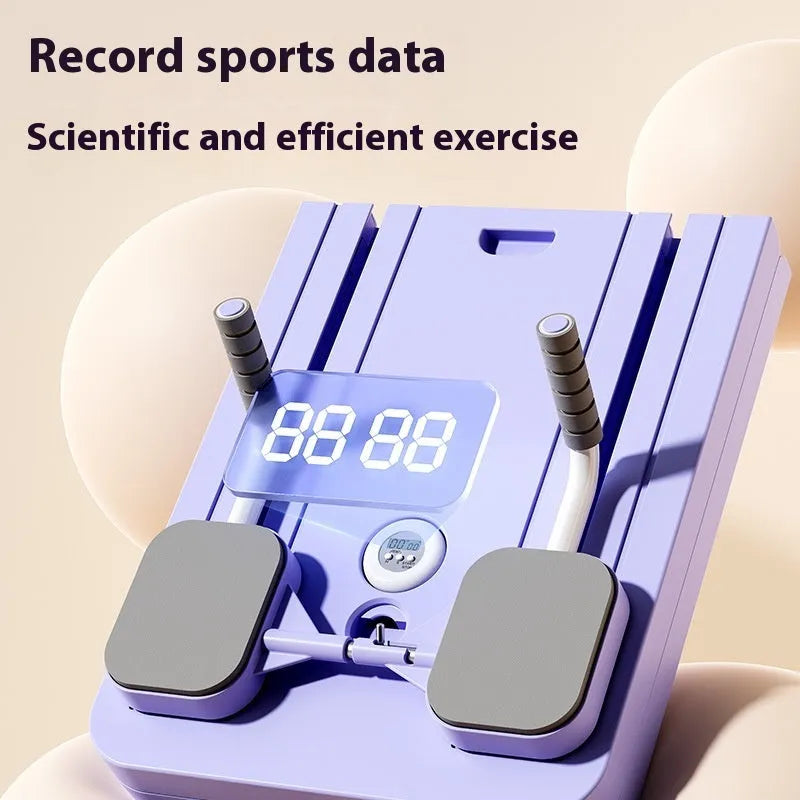 Standard purple PP plastic multi-functional fitness board with abdominal wheel, 106 cm long.