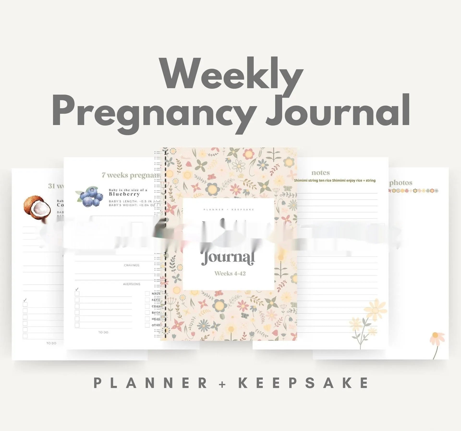 A5 pregnancy weekly diary notebook with bound pages for expecting mothers' journaling