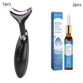 EMS thermal neck lifting massager with three-colour LED lights and USB charging cable.