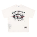 Retro hip hop T-shirt with graphic letter patterns in black and white colours