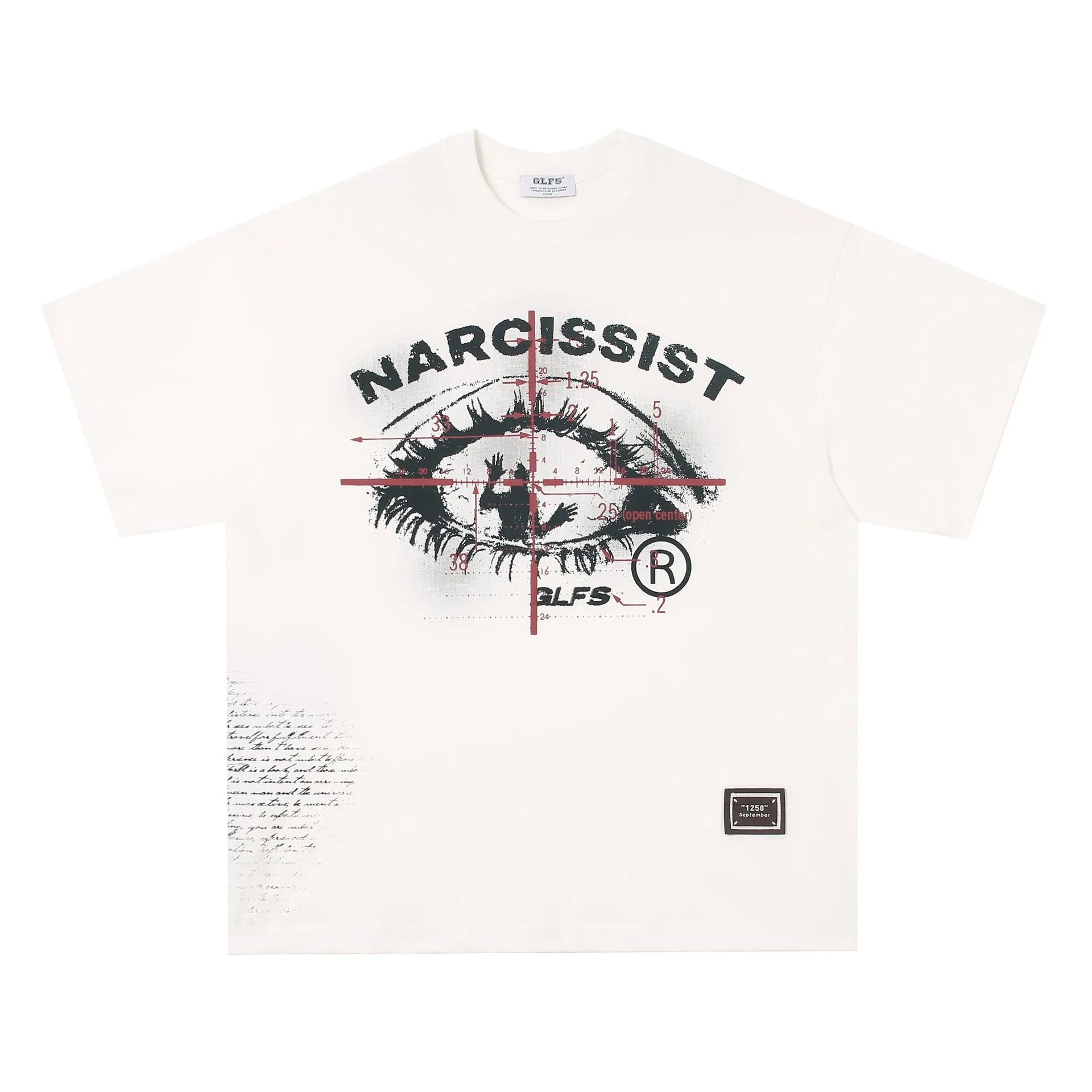 Retro hip hop T-shirt with graphic letter patterns in black and white colours