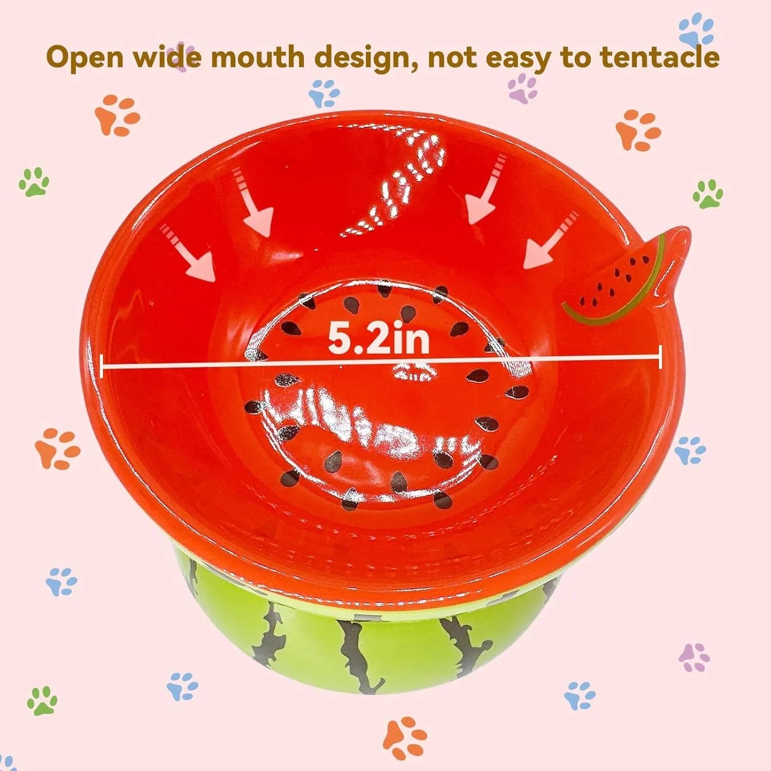 Ceramic raised cat bowl with tilted wide rim design in orange pattern for indoor cats