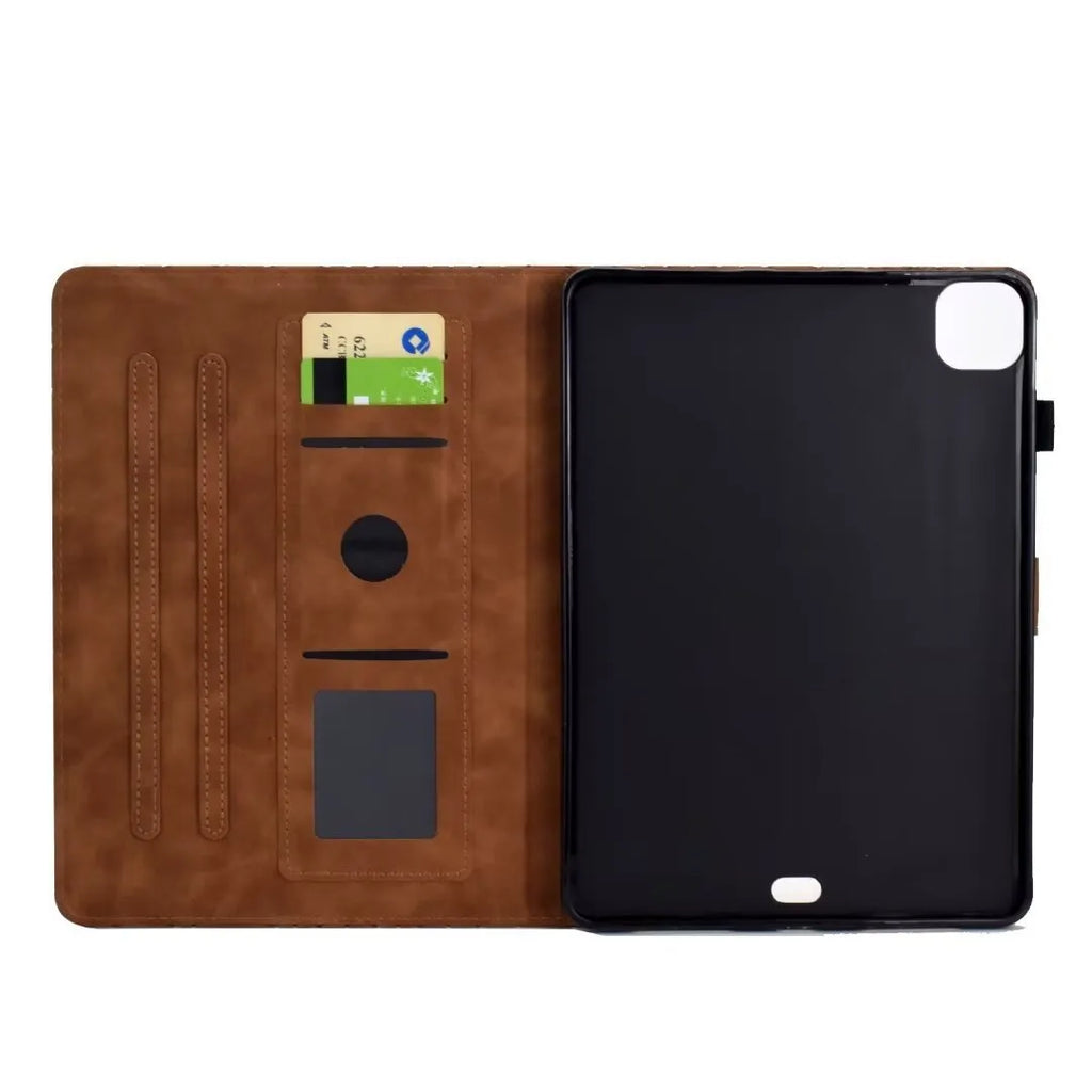 Frosted embossed leather iPad case with card holder and stand function in Diamond Green colour