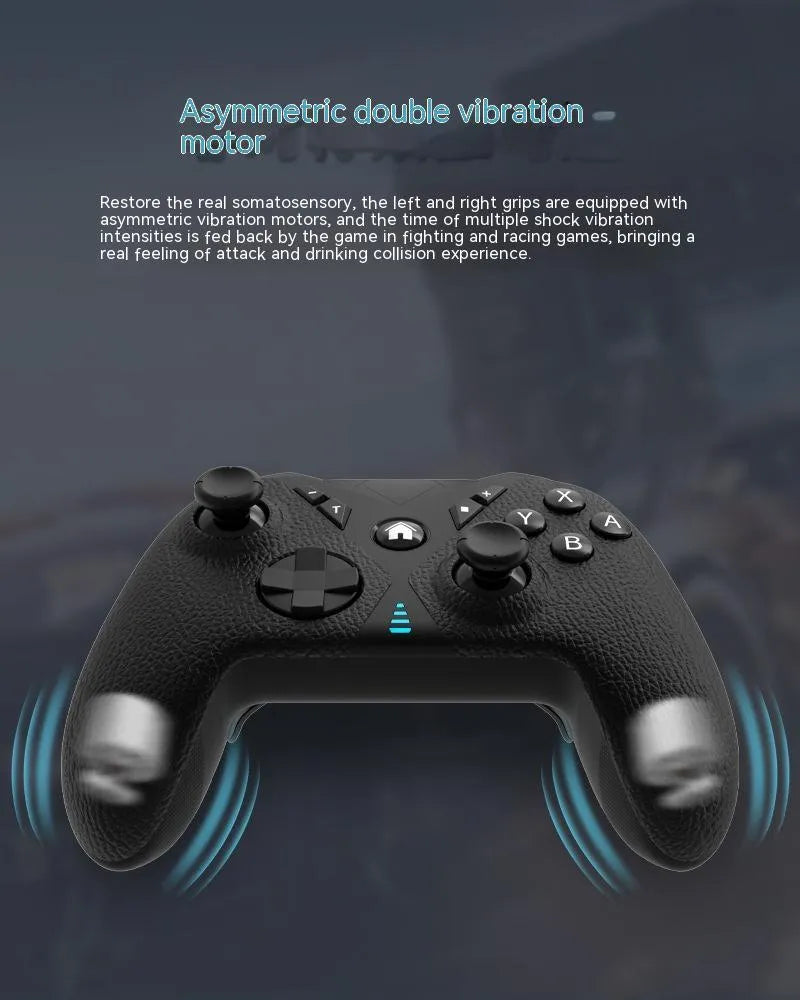 Black wireless Bluetooth game controller with leather-pattern finish for Nintendo Switch and mobile phones