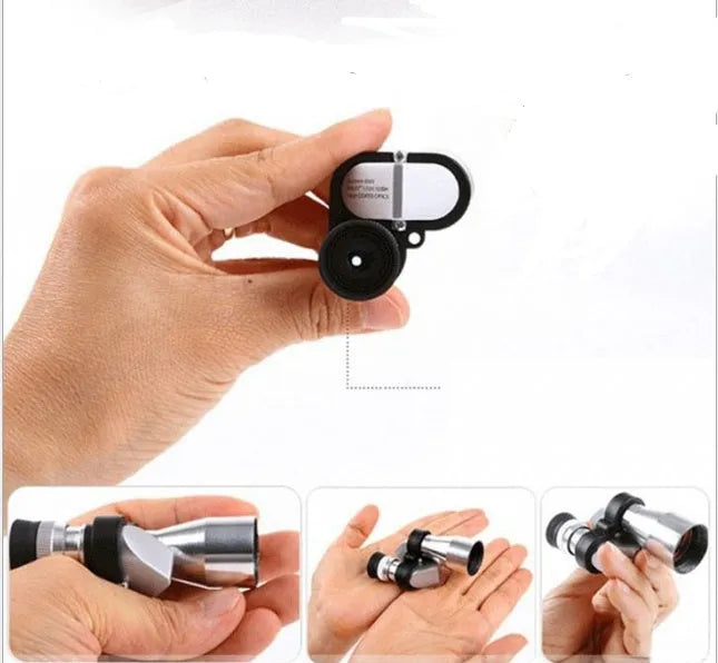 Compact aluminium alloy 8x20mm monocular telescope with foldable rubber eyecup and blue lens coating