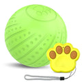 Bite-resistant rubber dog toy ball in blue, green, or orange with automatic or remote-control option