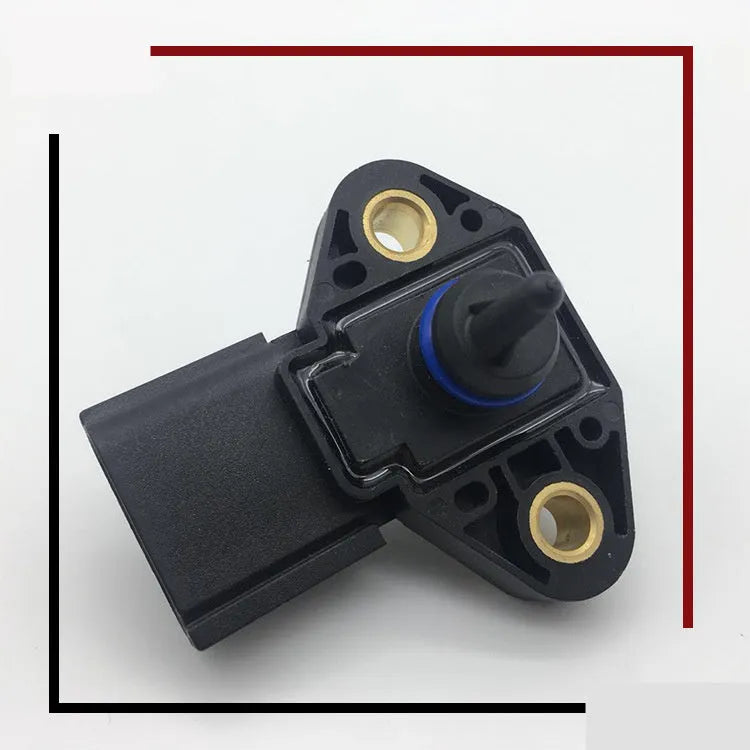 Black Ford compatible intake pressure sensor with electrical connector for automotive installation