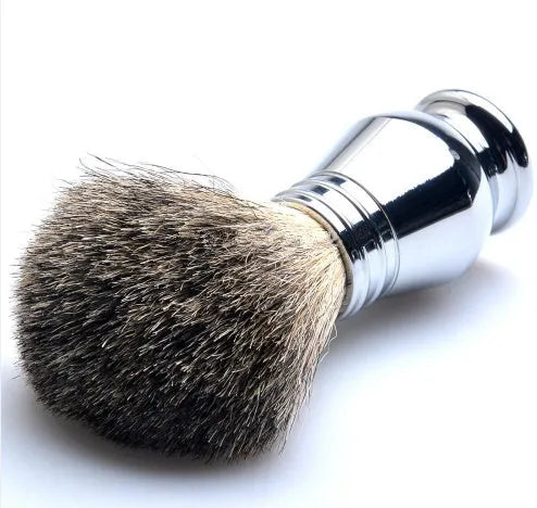 CSB men's shaving set with double edge razor, badger hair brush, chrome stand, and zinc alloy soap bowl
