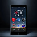 Black Ruizu H1 portable media player with 4-inch touch screen showing menu interface
