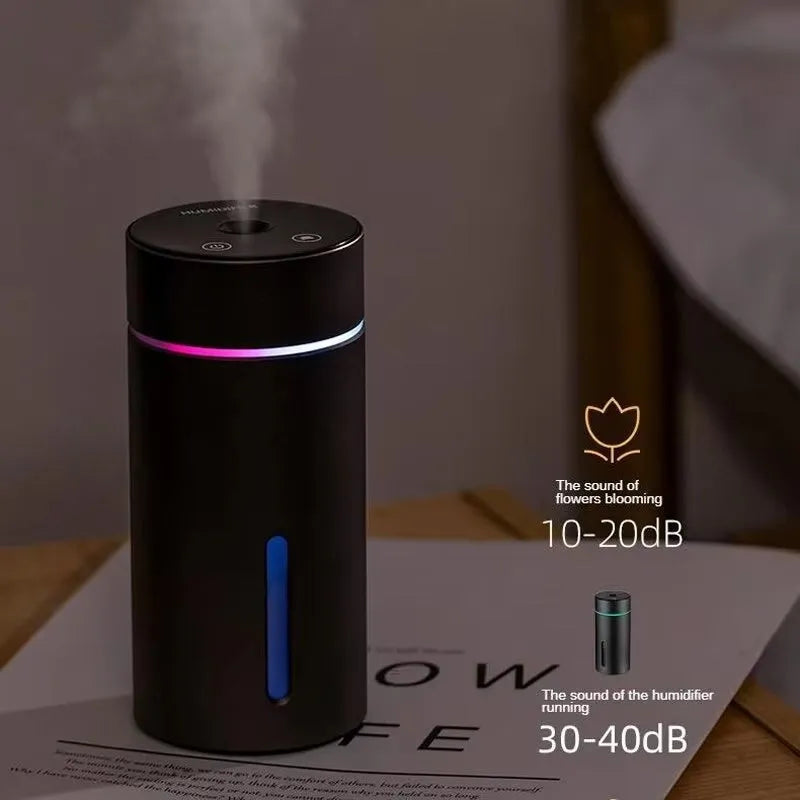 Aluminium car humidifier with essential oil diffuser function, 260ml capacity, USB powered