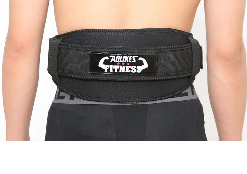 Black nylon fitness weightlifting waistband belt for adult training