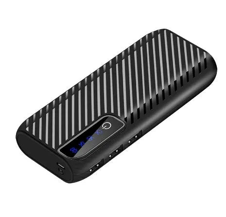 20000mAh mini power bank in black, blue, pink, or white with compact 142mm size