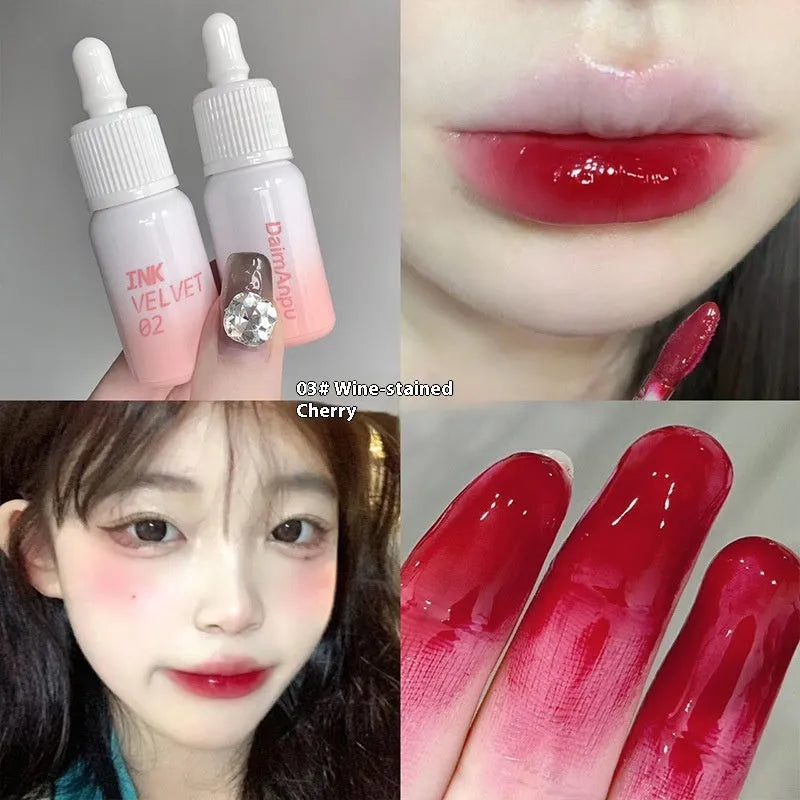Mirror Lip Lacquer in four colour options showing 3.5g non-fade moisturising lip gloss