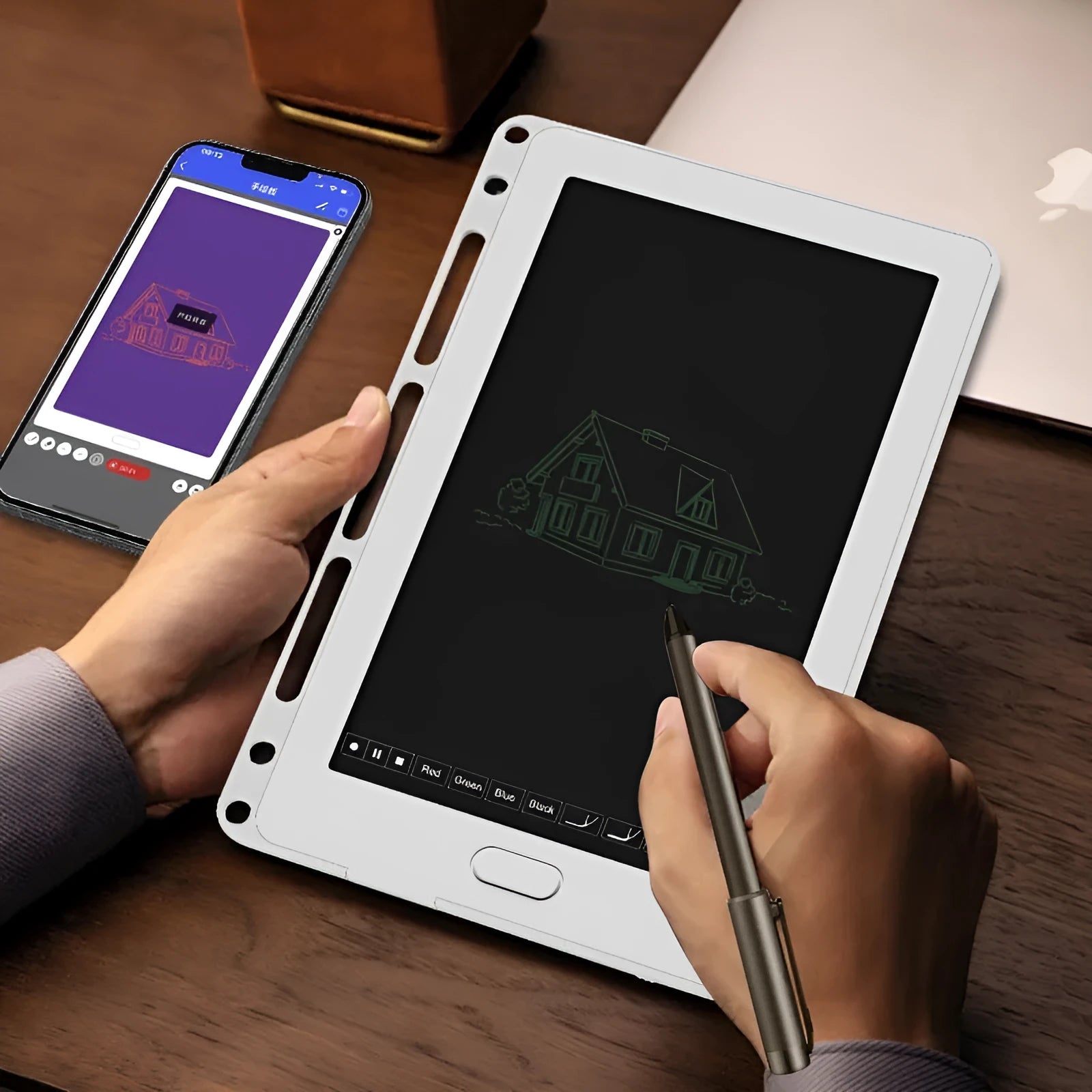 85-inch electronic writing pad with Bluetooth connection and smart pen in stitching appearance design