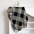 Imitation cashmere scarf with tassels in brown colour showing full 185cm length
