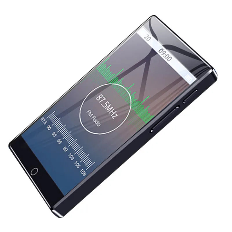 Black Ruizu H1 portable media player with 4-inch touch screen showing menu interface
