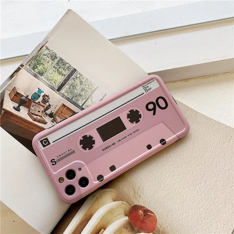 Pink tape silicone phone case with Japanese Korean photo frame design for iPhone 11 Pro Max XS Max XR X 8 Plus 7 Plus