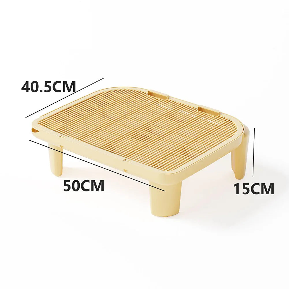 Square milk yellow cat litter mat with textured surface and silicone anti-slip feet