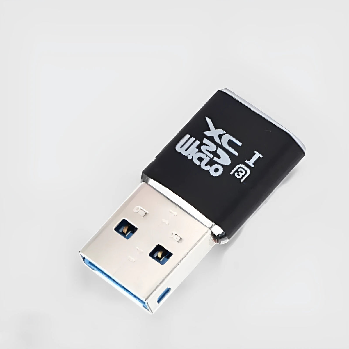 Black USB 3.0 micro SD memory card reader for SDXC cards up to 2TB capacity.