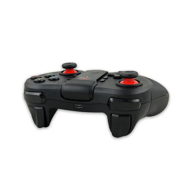 Black wireless Bluetooth game controller for Android iOS PC with USB interface, 17.5x6.5x13.5cm