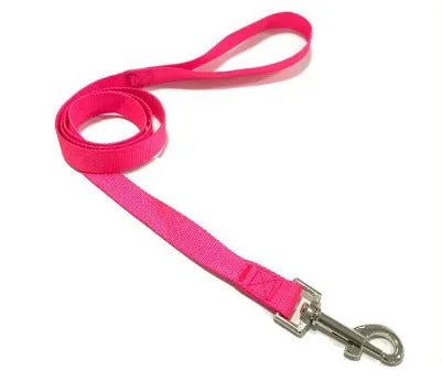 Solid colour nylon dog lead rope in blue, shown with a 120cm length and a hand holding it.