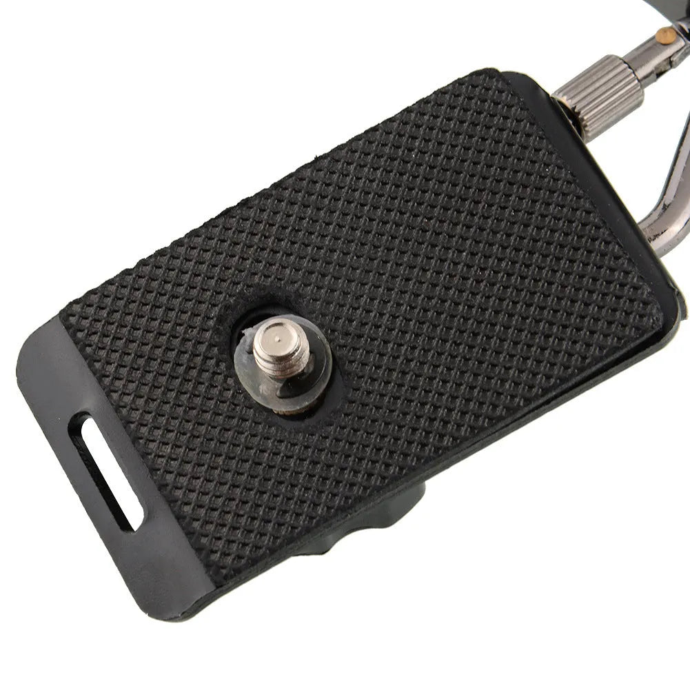 Black professional dual shoulder strap for two SLR cameras, showing nylon construction and padded shoulders.