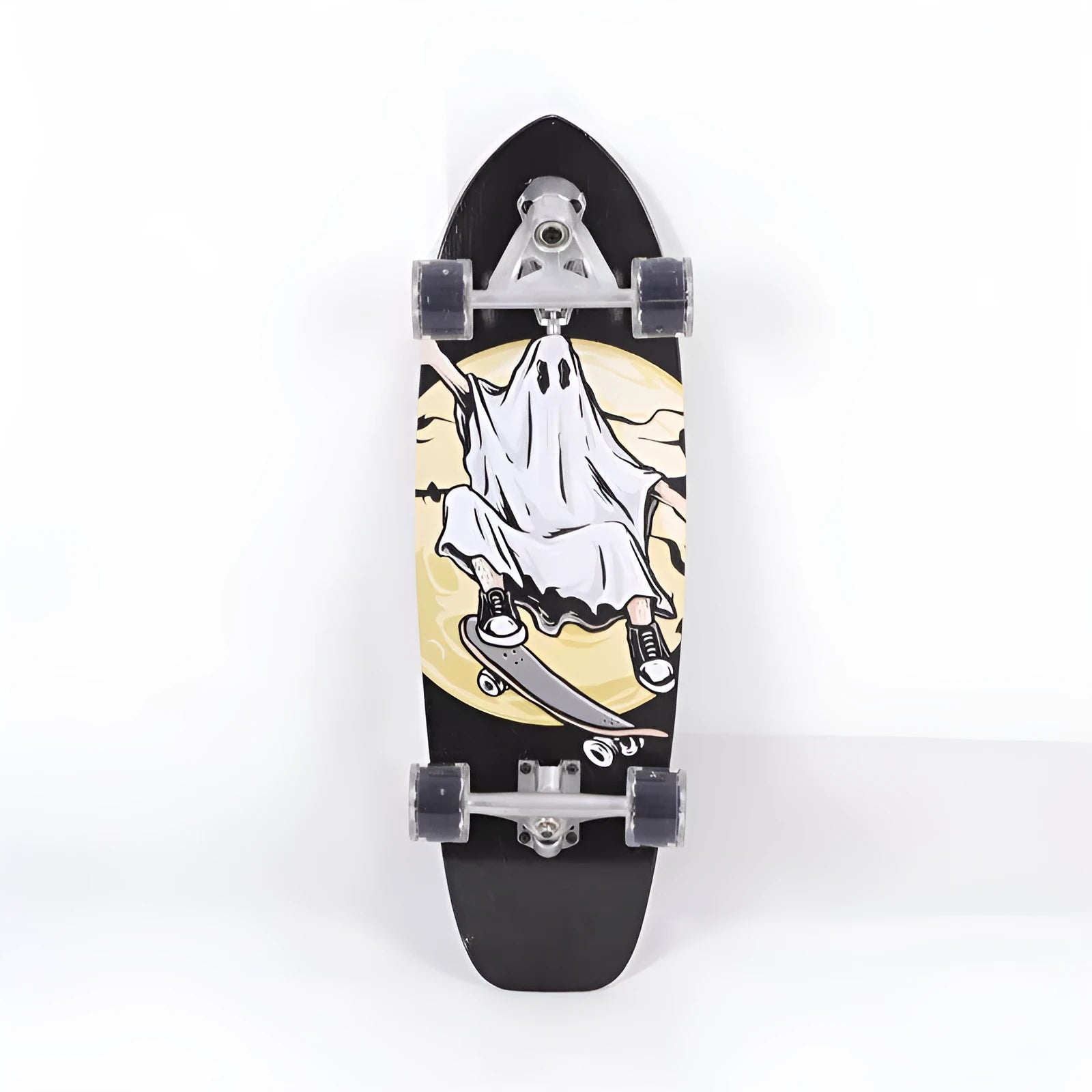 White unisex street scooter with a 31-inch maple wood deck.