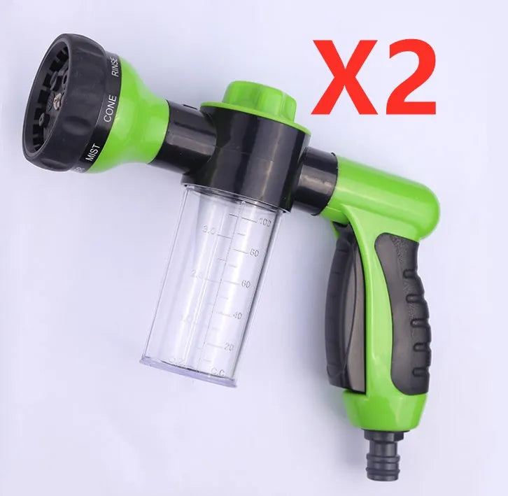 Green high pressure foam spray gun with adjustable nozzle for car washing and garden cleaning