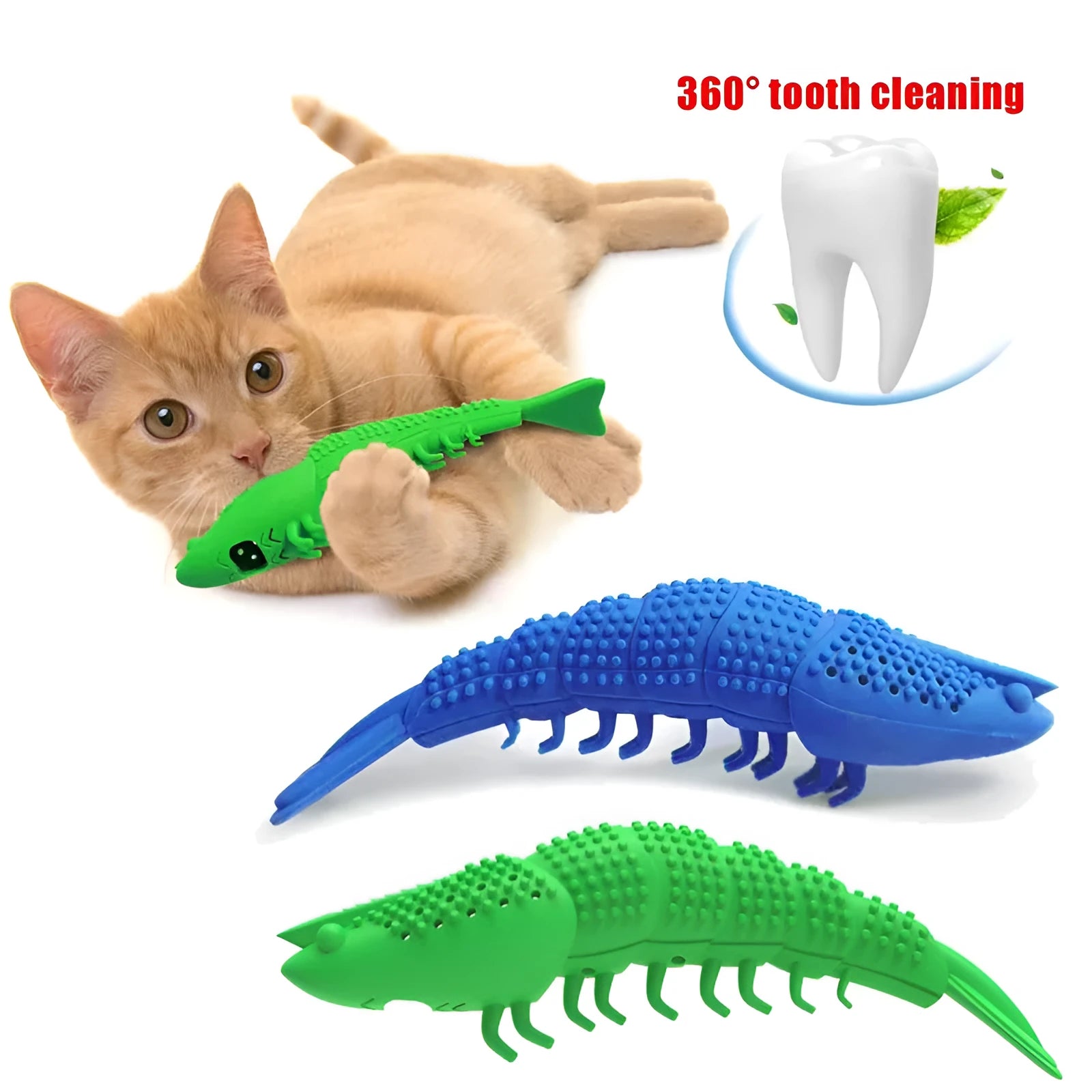 Blue hard rubber cat chew toy for dental cleaning with catnip centre.