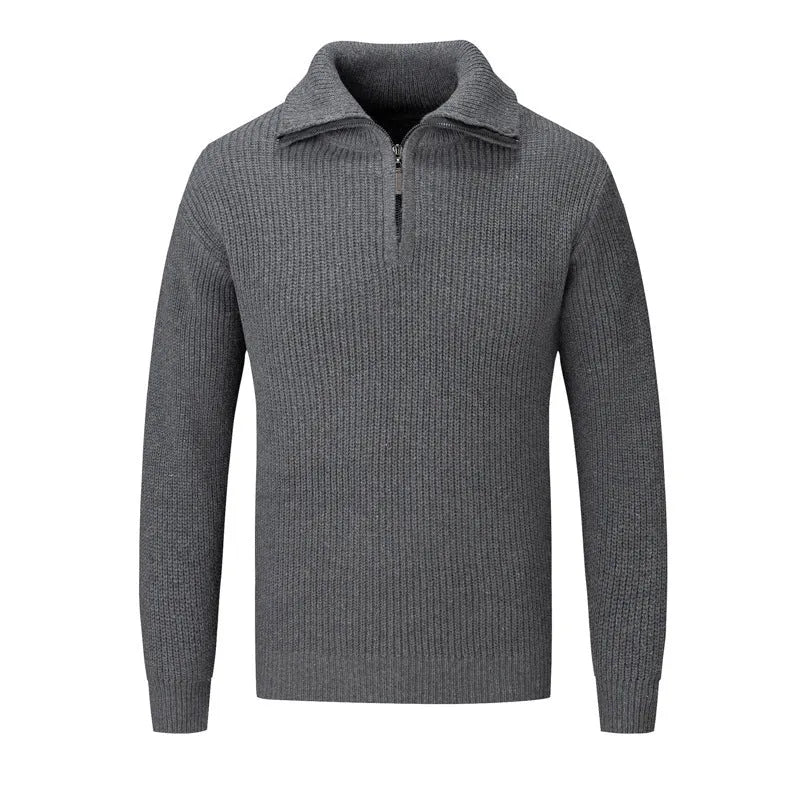 Men's slim fit solid colour pullover jumper in polyester blend for autumn and winter wear