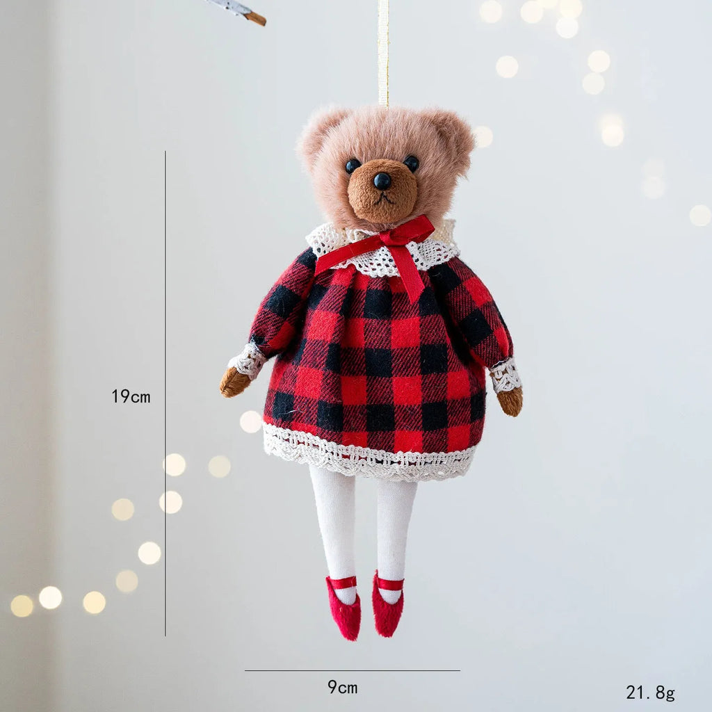 Cartoon couple plush bear doll set with gentleman bear and princess bear in cloth material