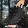 Outdoor snow boots in black, khaki, or pink with lace-up front and rubber sole