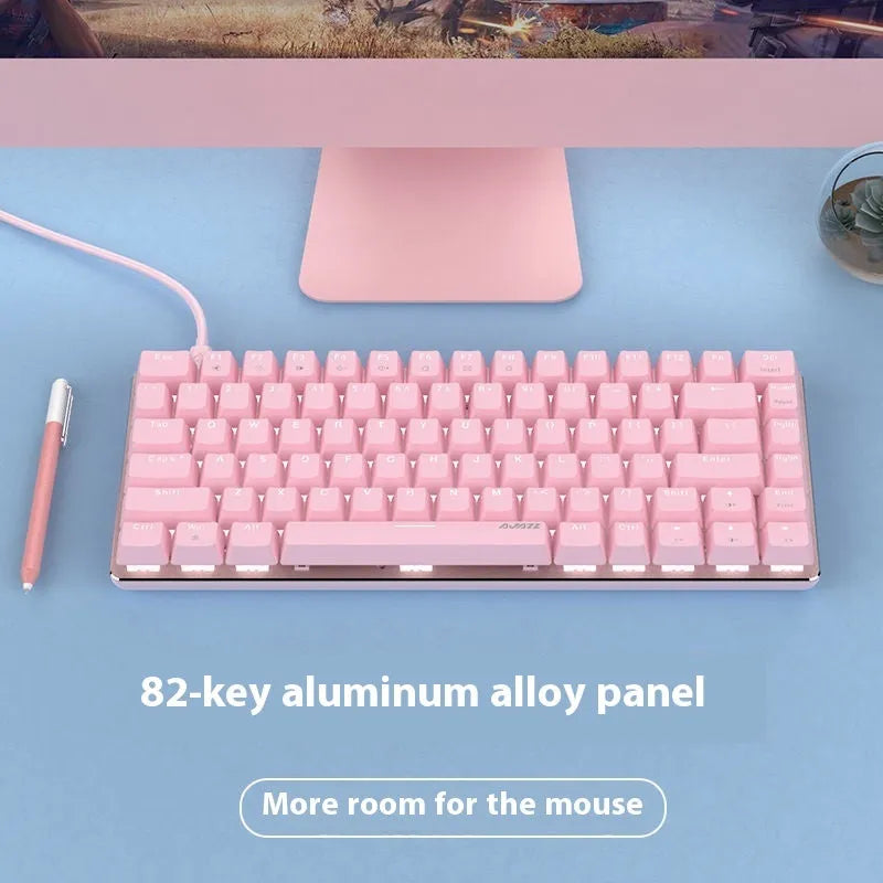 82 key mechanical gaming keyboard with white backlight and metal construction