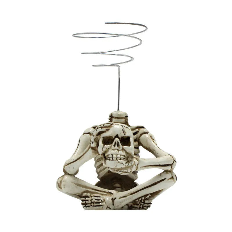 Skull design resin Tillandsia bracket with iron holder for soilless air plant display