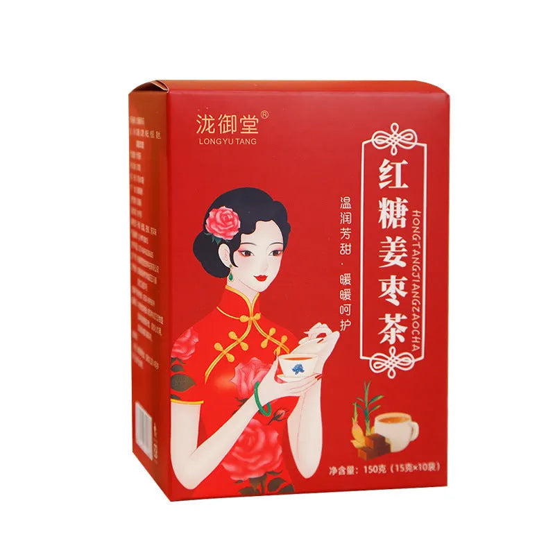 Box of Yuantang ginger jujube tea with 150g weight containing herbal tea bags