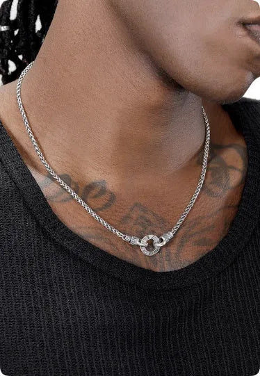 S925 sterling silver clavicle necklace for women with pendant, shown in polished silver finish.