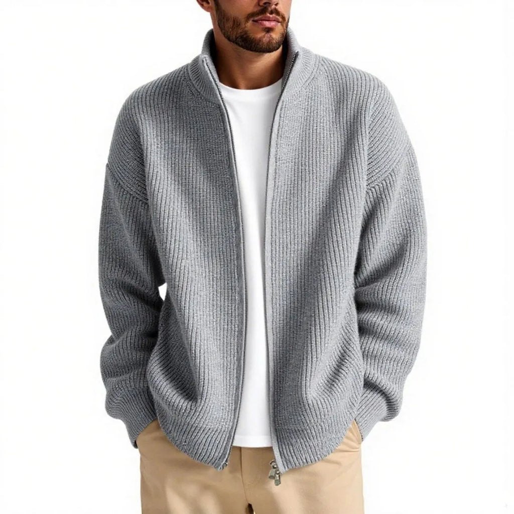 Men's loose cardigan sweater coat in chemical fibre blend, Asian sizing M to 3XL