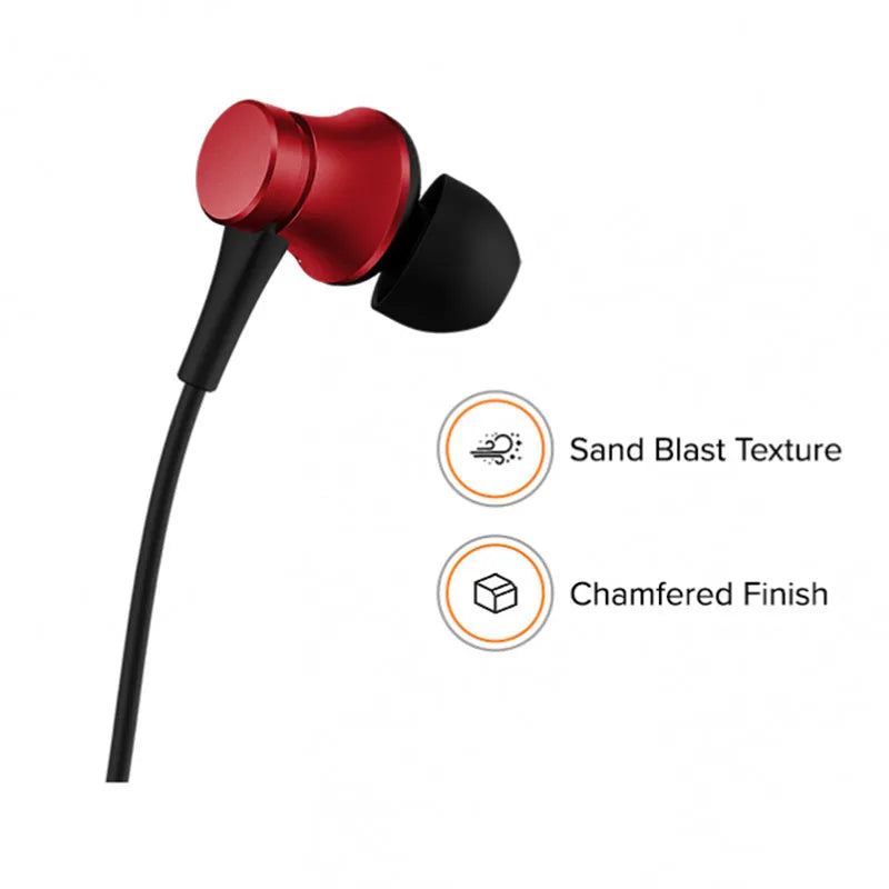 Piston in-ear wired headphones with 3.5mm jack in black, blue and red colour options