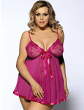 Women's lace sleepdress with mesh detailing in extended sizing up to 6XL