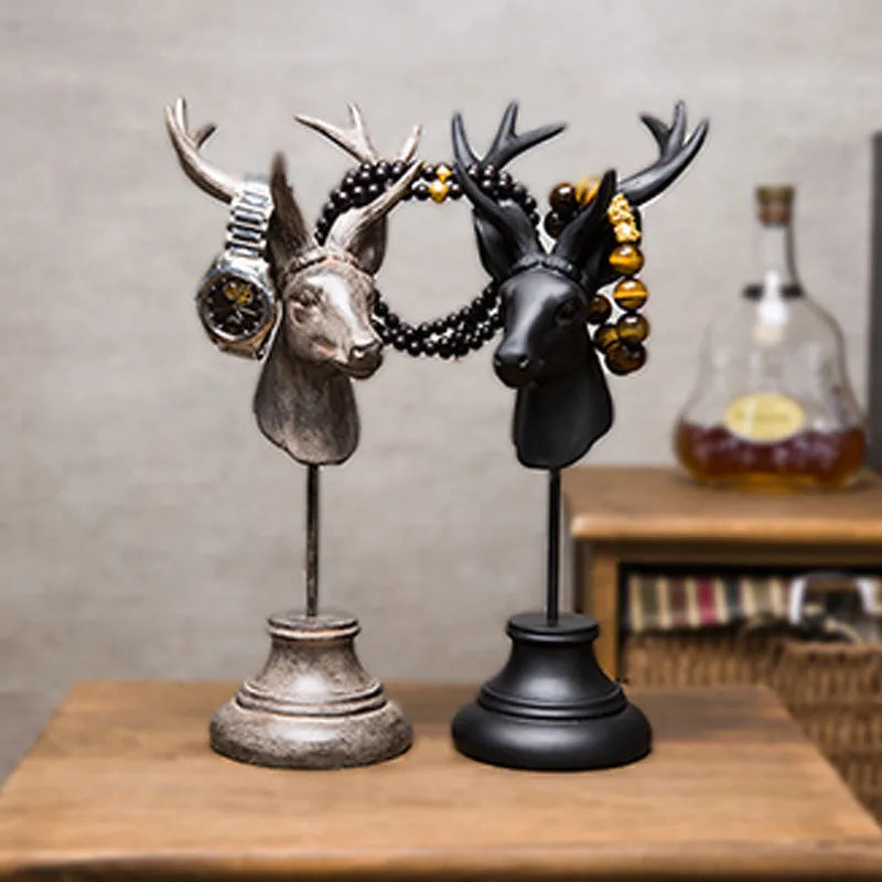 Natural resin animal home decoration sculpture in black, white, or wood colour finishes