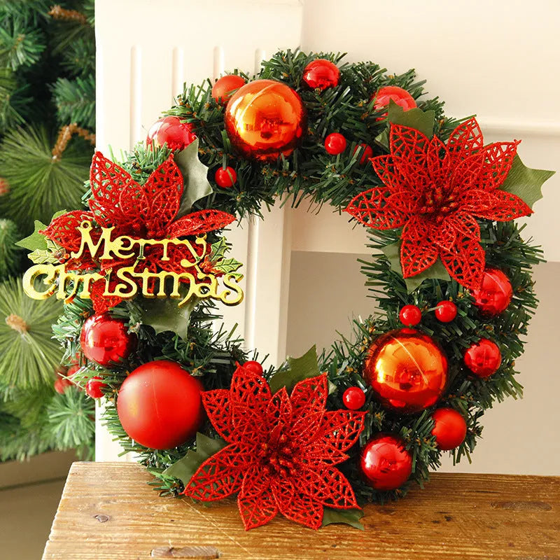 30cm multicoloured plastic Christmas wreath in blue, gold, pink, purple, red, or silver options.