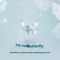 Women's adjustable 925 silver butterfly necklace with 41-50 cm chain and ice rain pendant