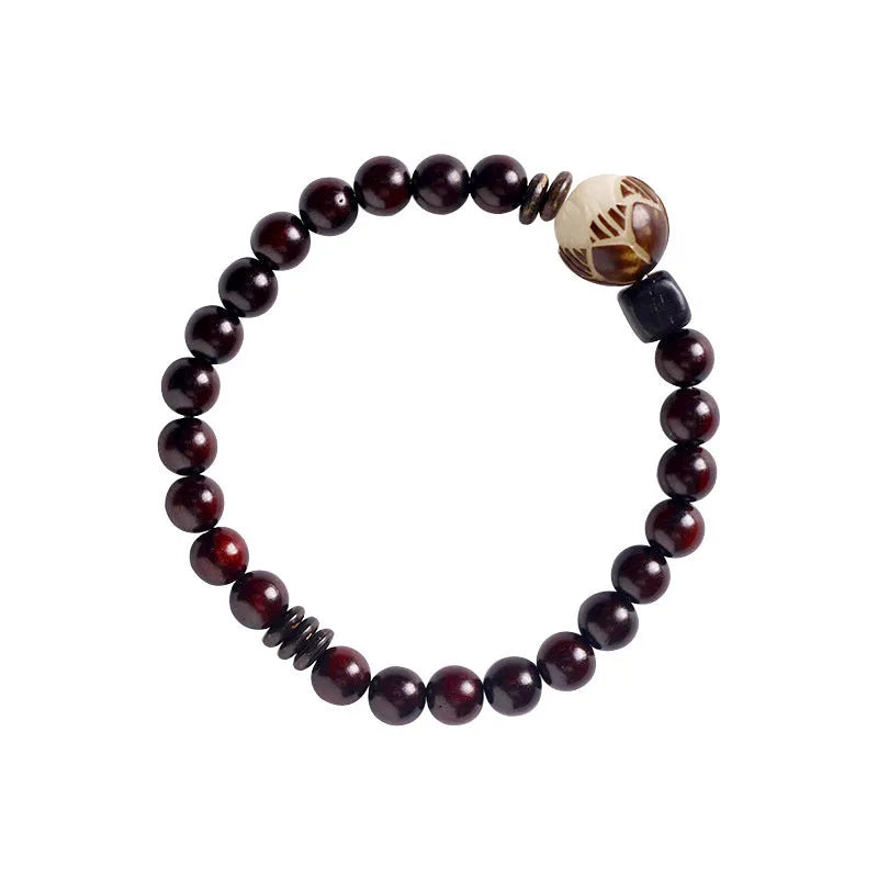 Rosewood double-ring bracelet with floral design measuring 10mm