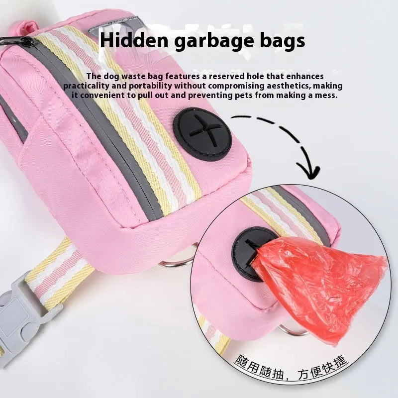 Explosion-proof anti-strangulation dog harness in oxford cloth with attached 1.5 metre rope.