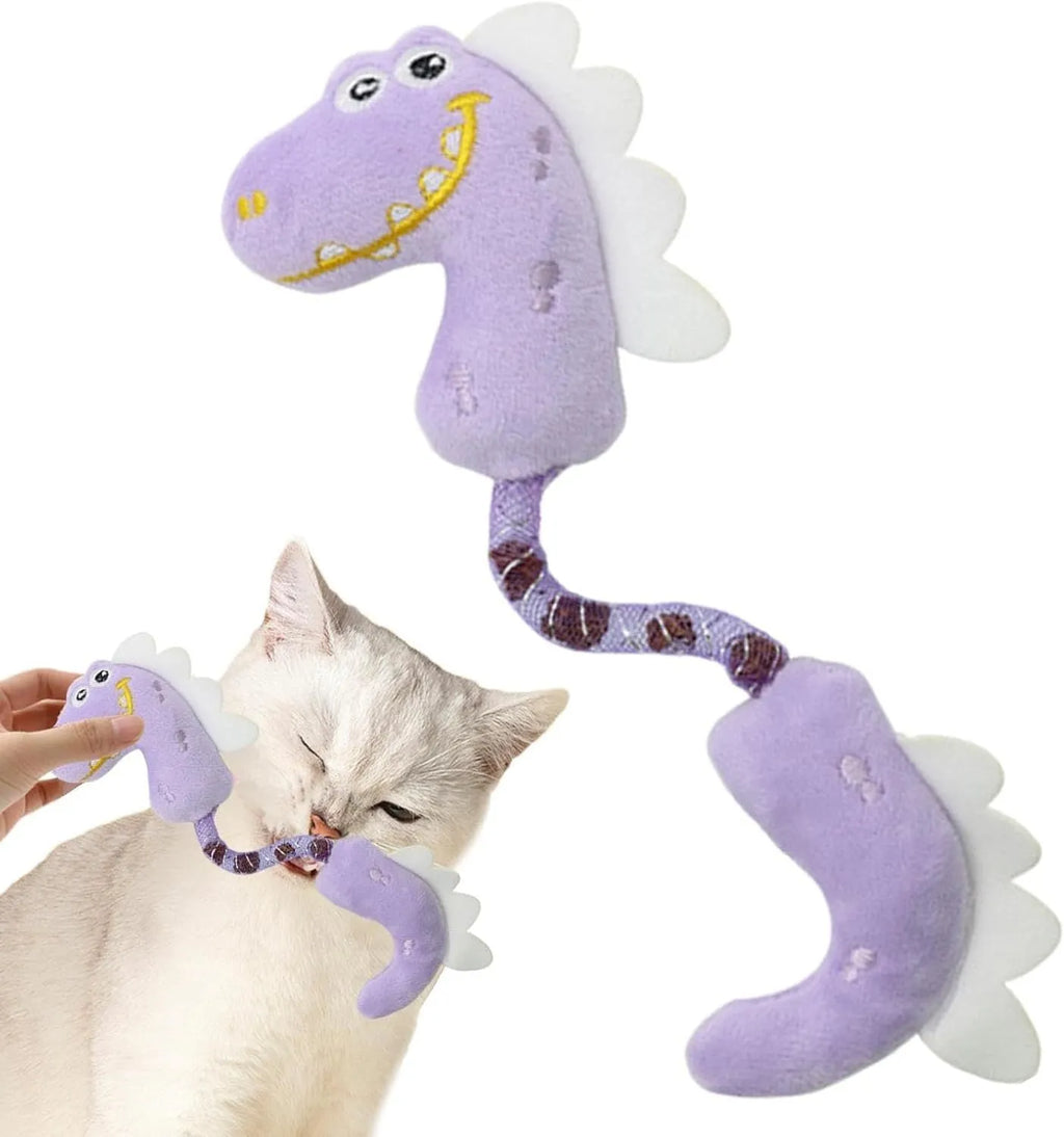 Bundle of four cat toys including rope, springs and kicker toy in pink, purple or yellow