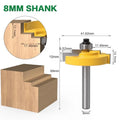 Carbide woodworking cutter for door and window step profiles with 47.62mm cutting diameter and 8mm shank