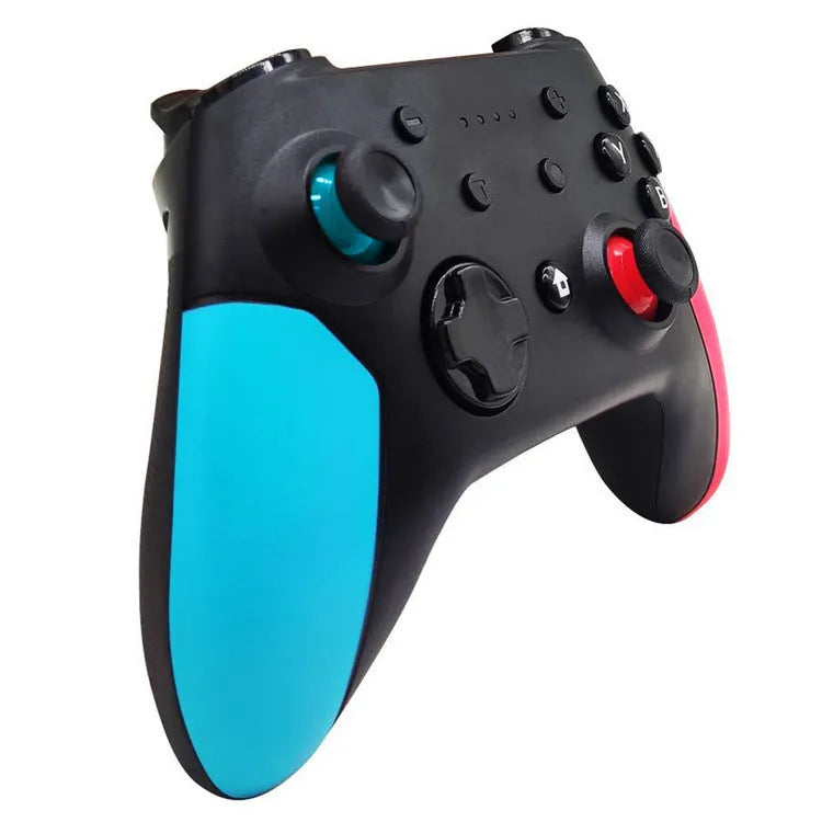 Nintendo Switch Bluetooth game controller in blue and red colour combination with USB cable