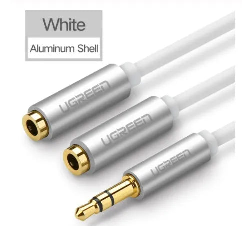 20cm earphone cable with 3.5mm gold-plated connectors in black, grey or white colours
