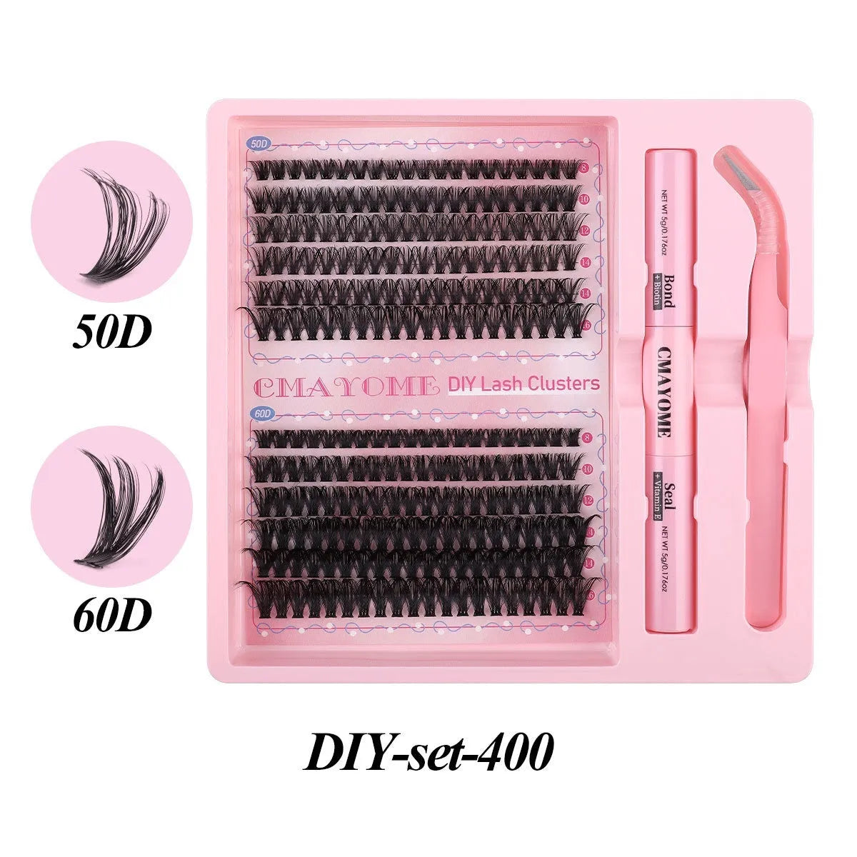 DIY single cluster individual false eyelashes set with natural thick mixed split type style